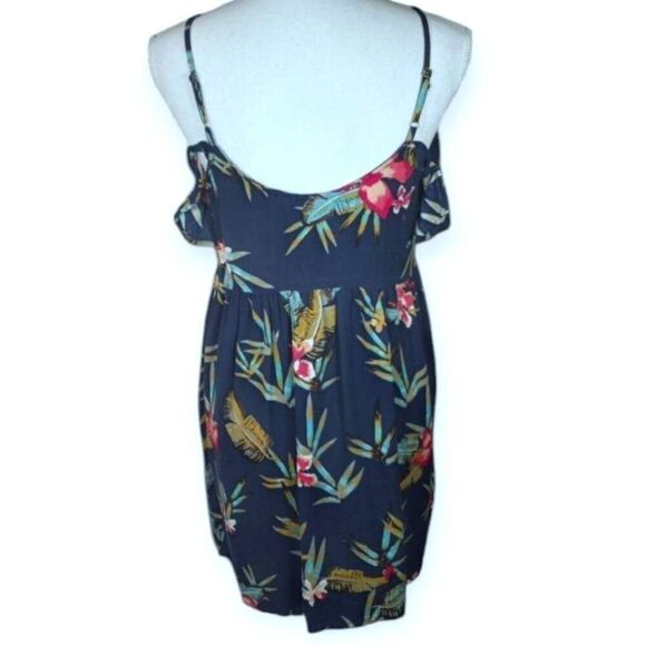 ROXY NAVY BLUE FLORAL COLD SHOULDER DRESS SZ.M EUC. - Picture 5 of 10